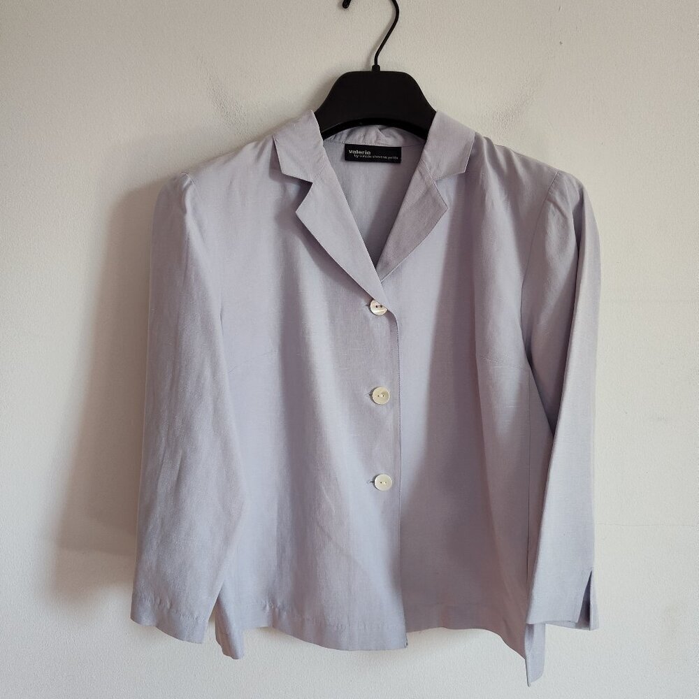 Valerie Stevens Violet Linen Blend Blouse